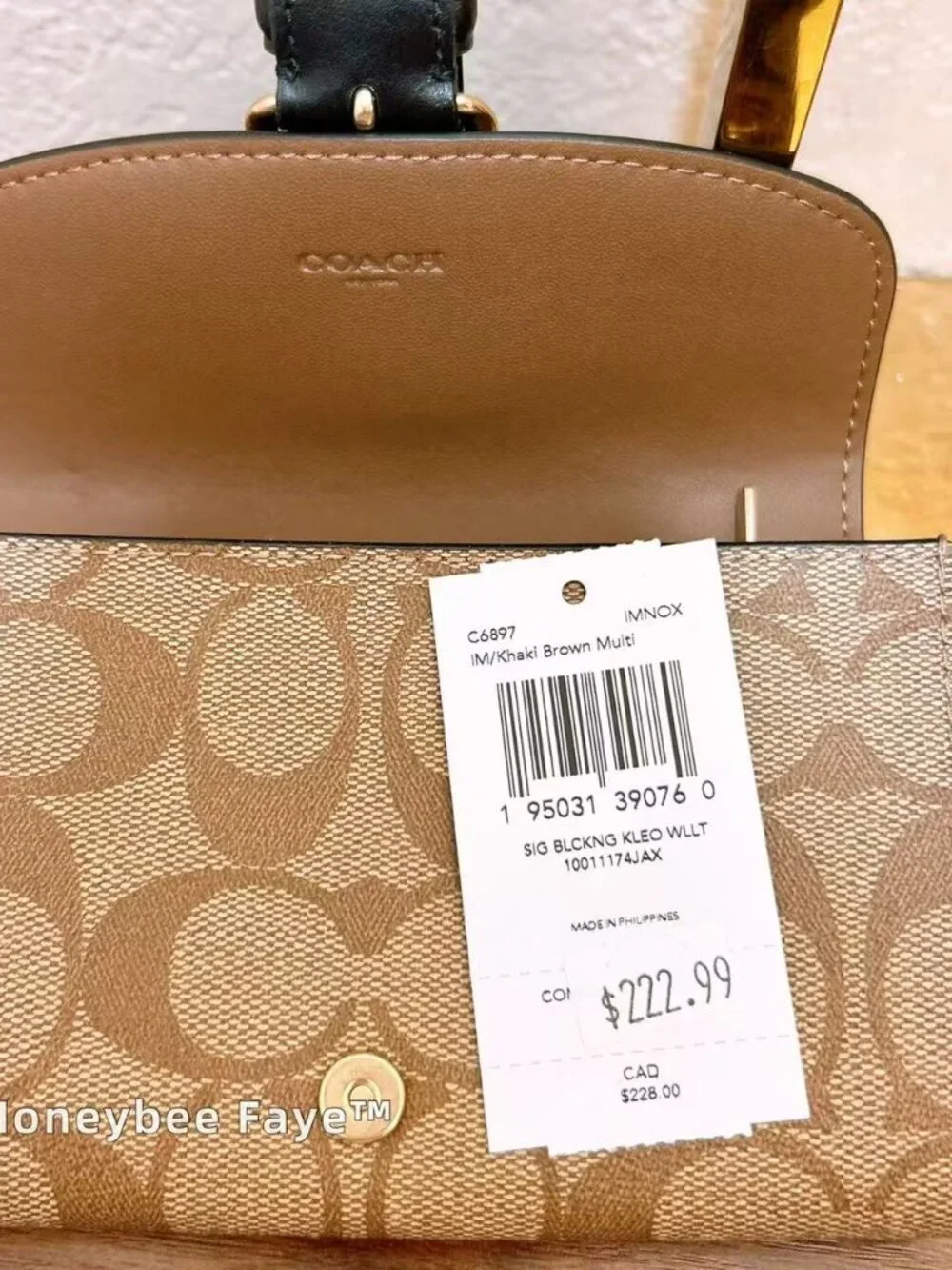 NWT Coach Kleo Wallet In Signature C6897 Khaki Brown